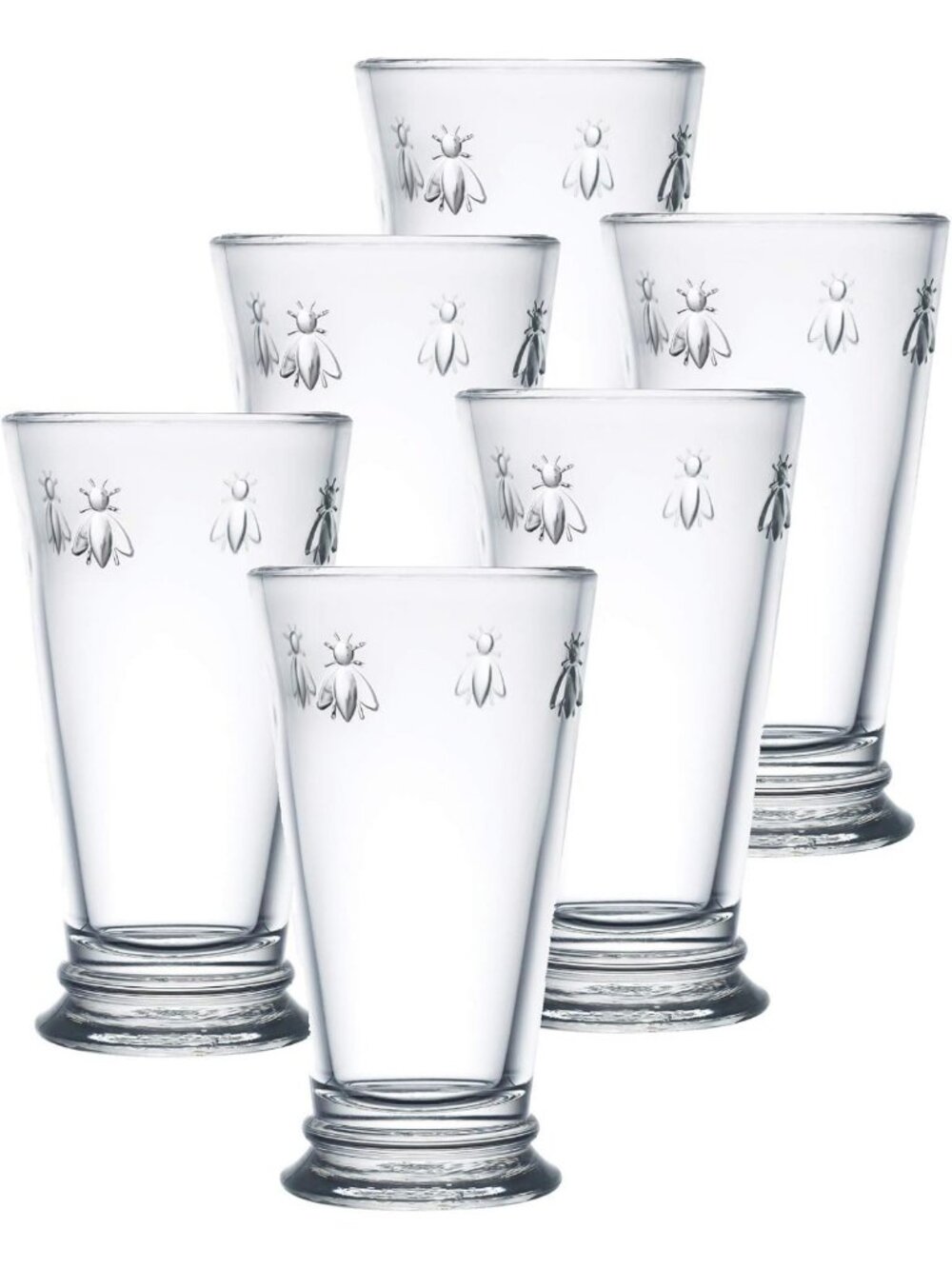 Elegant Double Old Fashioned Tumblers Set of 6 - Fancy Bee Glassware (15 oz)